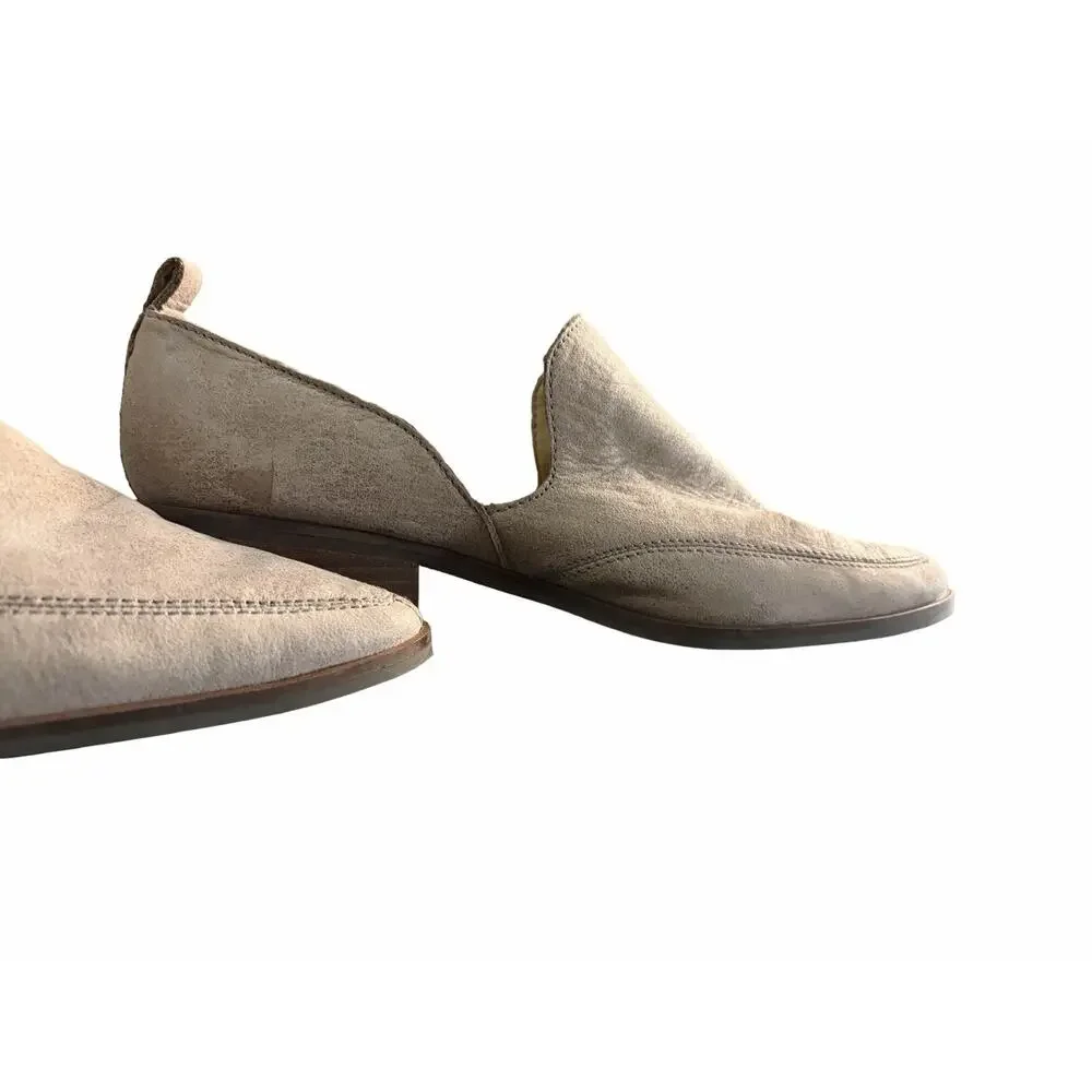 Lucky Brand Suede Mules Booties Womens 8.5 Taupe Slip On Western Boho Leather